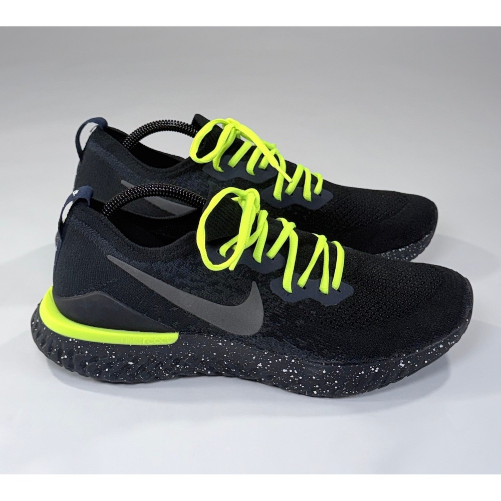 Nike Epic React Flyknit 2 SE Running Shoes Mens 11 Black Volt Sequoia Athletic